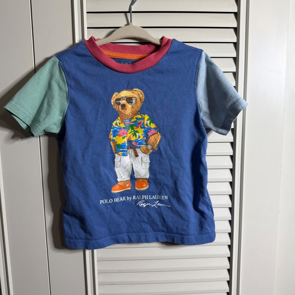 Polo Ralph Lauren Toddler Boy Polo Bear Colorblock T-Shirt Blue 24M